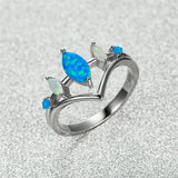 Fire Opal Ring Silver Band Wedding Love Engagement Rings