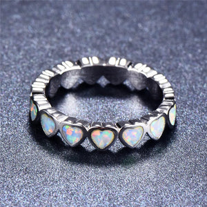 Vintage Fire Opal Heart Ring Silver Jewelry for Women