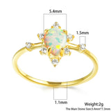 Fire Opal Ring Silver Water Drop Engagement Promise Love Wedding Rings