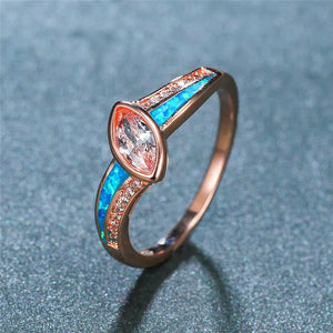 Rose Silver Crystal Oval Ring for Women