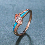 Rose Silver Crystal Oval Ring for Women