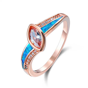 Rose Silver Crystal Oval Ring for Women