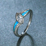 Rose Silver Crystal Oval Ring for Women