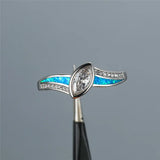 Rose Silver Crystal Oval Ring for Women