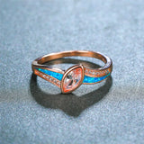 Rose Silver Crystal Oval Ring for Women