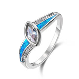 Rose Silver Crystal Oval Ring for Women