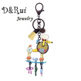 Flamingo Key Chain Alloy Enamel Bird Dog Pendant Keychains Charm Keyring