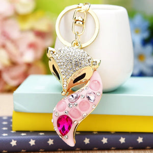 Fox Rhinestone Bag Charm Keychain Jewelry Decoration