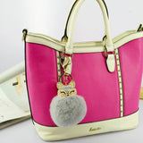 Fox Key Chain Rabbit Fur Pompom Ball Rhinestone Bag Pendant