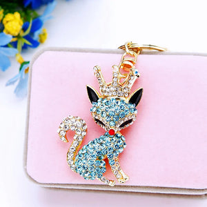 Foxes Keychain Crown Queen Animal Shape Key Rings Chain Bag Jewelry Pendant
