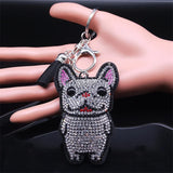 French Bulldog Crystal Tassel Keychain Bag Accessories