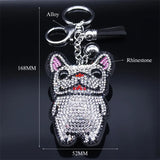 French Bulldog Crystal Tassel Keychain Bag Accessories