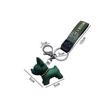French Bulldog Keychain PU Leather Rope Key Ring Punk Style Pendant