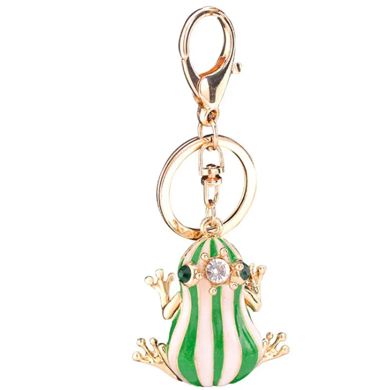 Frog Pendant Key Chain Rhinestone Tassel Car Keychain Key Ring Holder CH3529