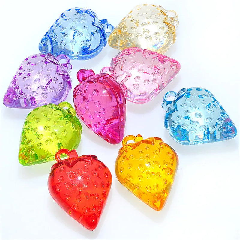 Strawberry Shape Acrylic Necklace Pendants DIY Charms