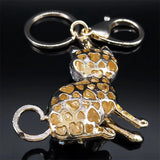 Crystal Cat Kitten Keychain Rhinestone Charm Bag Car Accessories Gift