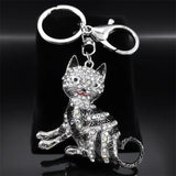 Crystal Cat Kitten Keychain Rhinestone Charm Bag Car Accessories Gift