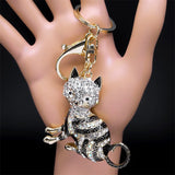 Crystal Cat Kitten Keychain Rhinestone Charm Bag Car Accessories Gift