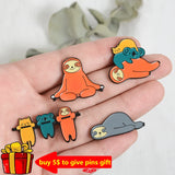 Sloth Enamel Pin Koala Cat Lapel Denim Jeans Cartoon Jewelry Gift