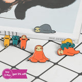 Sloth Enamel Pin Koala Cat Lapel Denim Jeans Cartoon Jewelry Gift