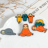 Sloth Enamel Pin Koala Cat Lapel Denim Jeans Cartoon Jewelry Gift