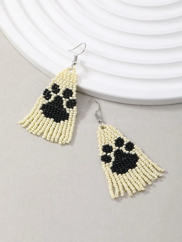 Bohemian Tassel Earrings with Seed Bead Woven Ethnic Jewelry