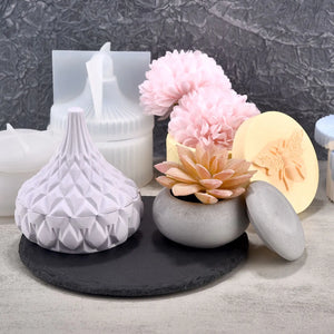 Geometric Shape Gypsum Candle Cup Mold DIY Resin Concrete Storage Box Making