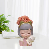 Girl Flower Pot Resin Mold Succulents Concrete Pot Silicone Mould