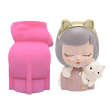 Girl Flower Pot Resin Mold Succulents Concrete Pot Silicone Mould