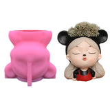 Girl Flowerpot Epoxy Resin Mold Succulent Plant Pot Holder