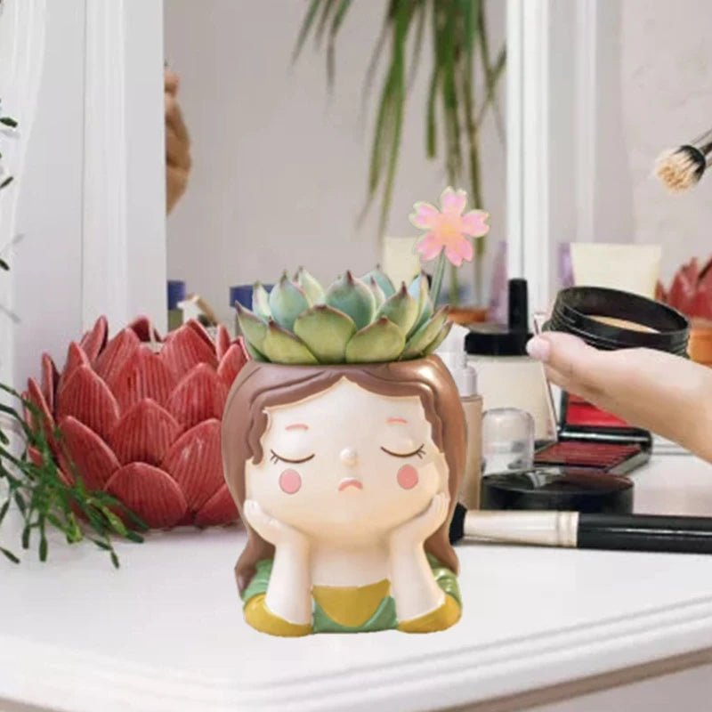 Girl Flowerpot Epoxy Resin Mold Succulents Plant Pot Silicone Mould DIY Crafts