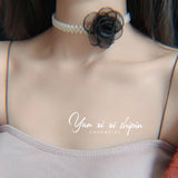 Girl Gauze Flower Pearl Neck Short Clavicle Chain Women Wedding Choker