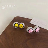 Girl's Smiling Pearl Stud Earrings Christmas Jewelry
