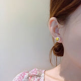 Girl's Smiling Pearl Stud Earrings Christmas Jewelry
