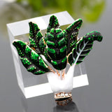 Green Leaves Vegetables Brooches Enamel Suit Scarf Clip Pin