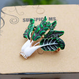 Green Leaves Vegetables Brooches Enamel Suit Scarf Clip Pin