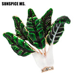 Green Leaves Vegetables Brooches Enamel Suit Scarf Clip Pin