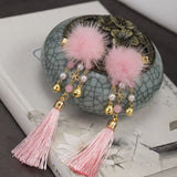 Girls Hanfu Hair Clips Vintage Hairclip Winter Hairpin with Tassel Gift