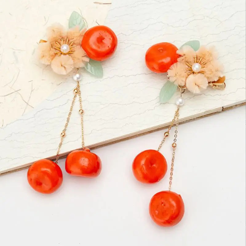 Peach Hanfu Hair Clips for Girls Vintage Hairpin