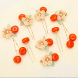 Peach Hanfu Hair Clips for Girls Vintage Hairpin