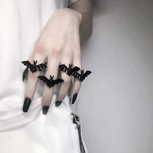 Halloween Bat Ring Adjustable Gothic Stretch Band Unisex Jewelry