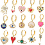 Heart Love Evil Eye Hoop Earrings for Women