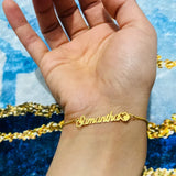 Heart Name Bracelet ID Stainless Steel Personalized Women