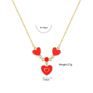 Heart Necklace Ink Charm Choker Rose Pendant Colorful Valentine