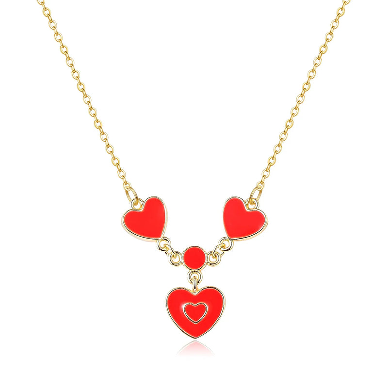 Heart Necklace Ink Charm Choker Rose Pendant Colorful Valentine