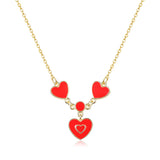 Heart Necklace Ink Charm Choker Rose Pendant Colorful Valentine