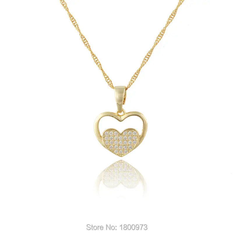 Arabic Charm Heart Pendant Necklace Rhinestone Jewelry Lady Women Gift