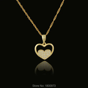 Arabic Charm Heart Pendant Necklace Rhinestone Jewelry Lady Women Gift