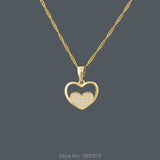 Arabic Charm Heart Pendant Necklace Rhinestone Jewelry Lady Women Gift