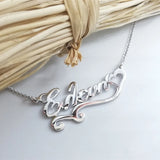 Heart Ribbon Necklace Personalized Name Necklace Women Children Jewelry